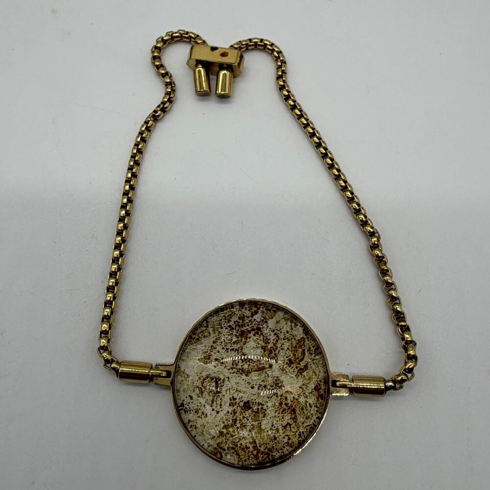 Gem Joy Magnetic Bracelet Gold Tone Round Natural Stone Adjustable Bracelet